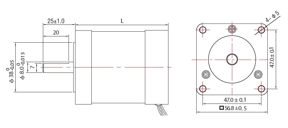 dimension of nema 23 bldc motor